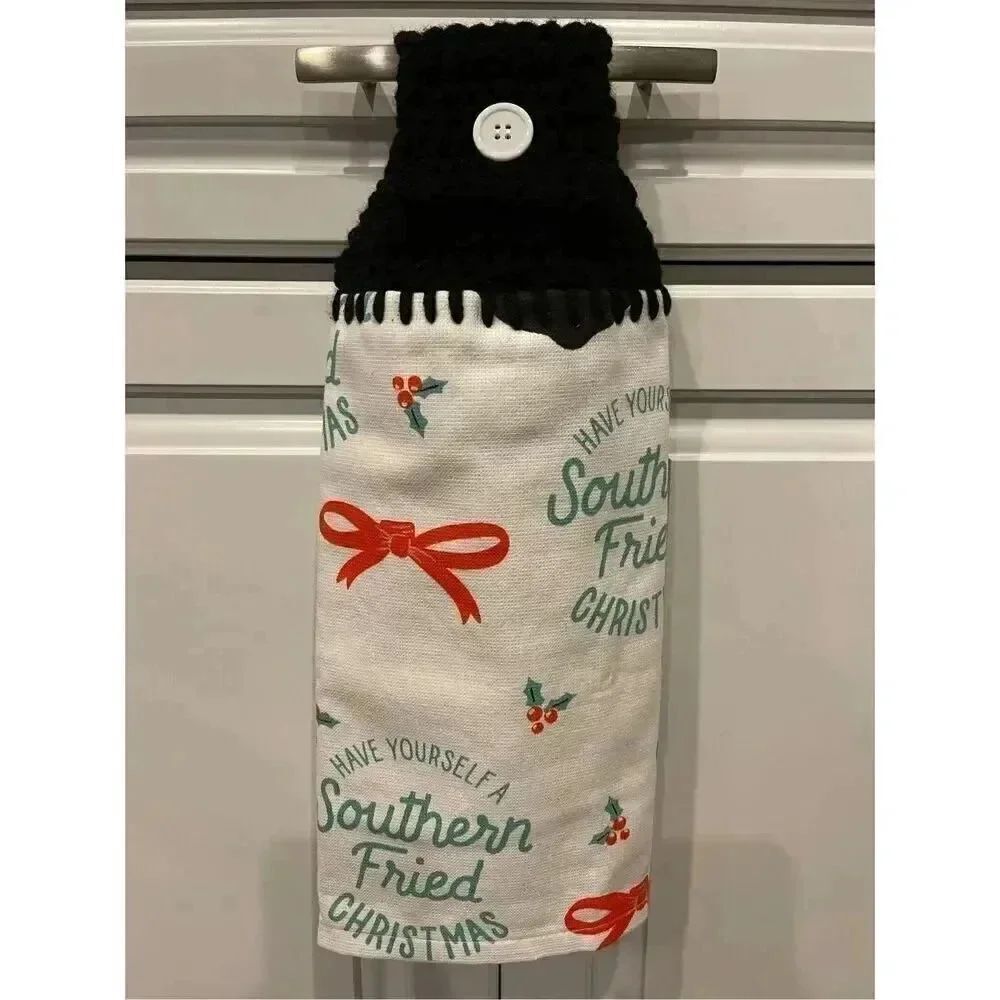 Crochet Top Kitchen Towel- Southern Fried Christmas
